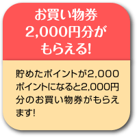 お買い物券2,000円分がもらえる！