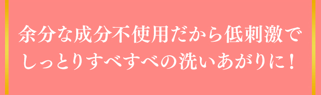 余分な成分不使用だから低刺激でしっとりすべすべの洗いあがりに！